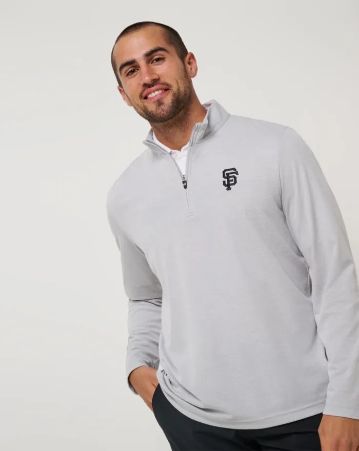Men SAN FRANCISCO GIANTS TIME TO TAILGATE QUARTER ZIP Heather Grey TravisMathew Quarter Zips