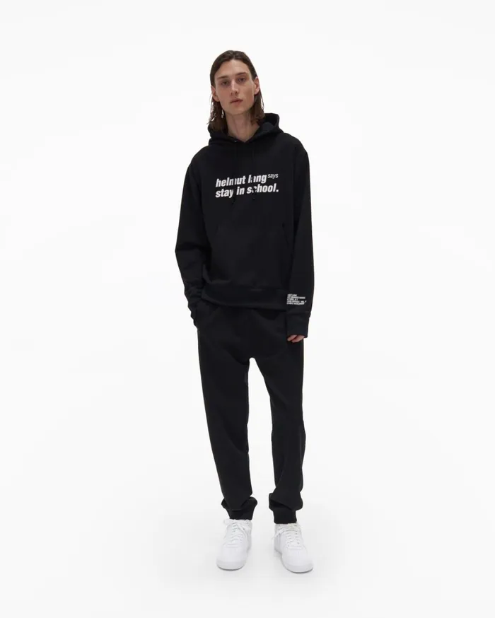 Men School Hoodie Basalt Black Helmut Lang Sweatshirts
