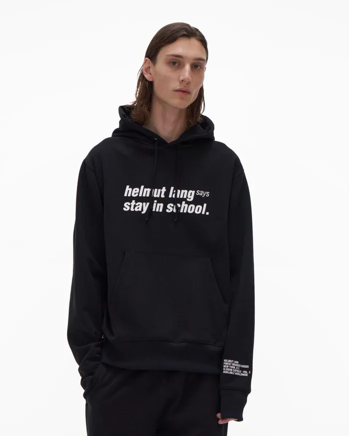 Men School Hoodie Basalt Black Helmut Lang Sweatshirts