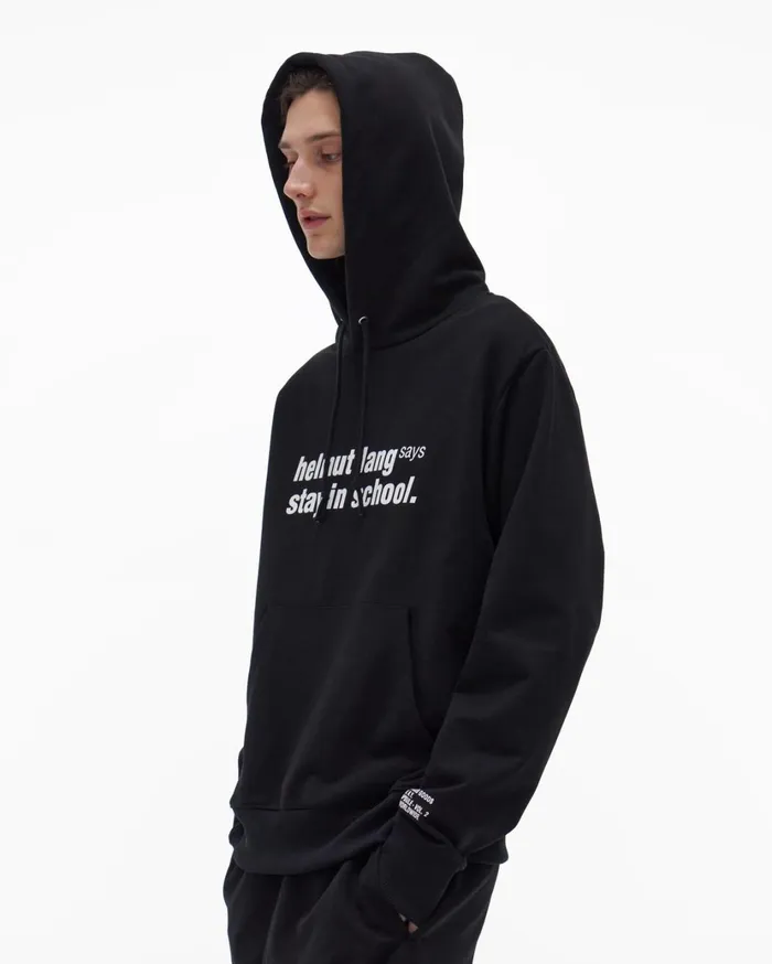 Men School Hoodie Basalt Black Helmut Lang Sweatshirts