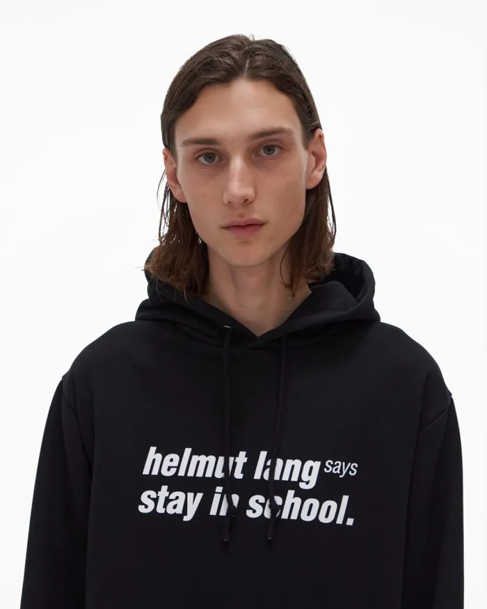Men School Hoodie Basalt Black Helmut Lang Sweatshirts