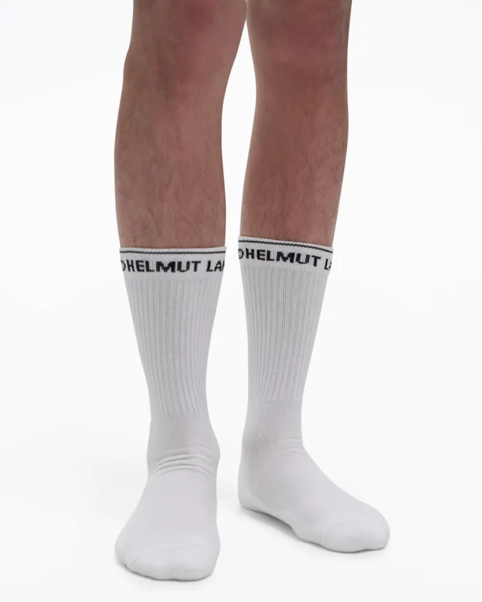Men School Socks White Helmut Lang Socks