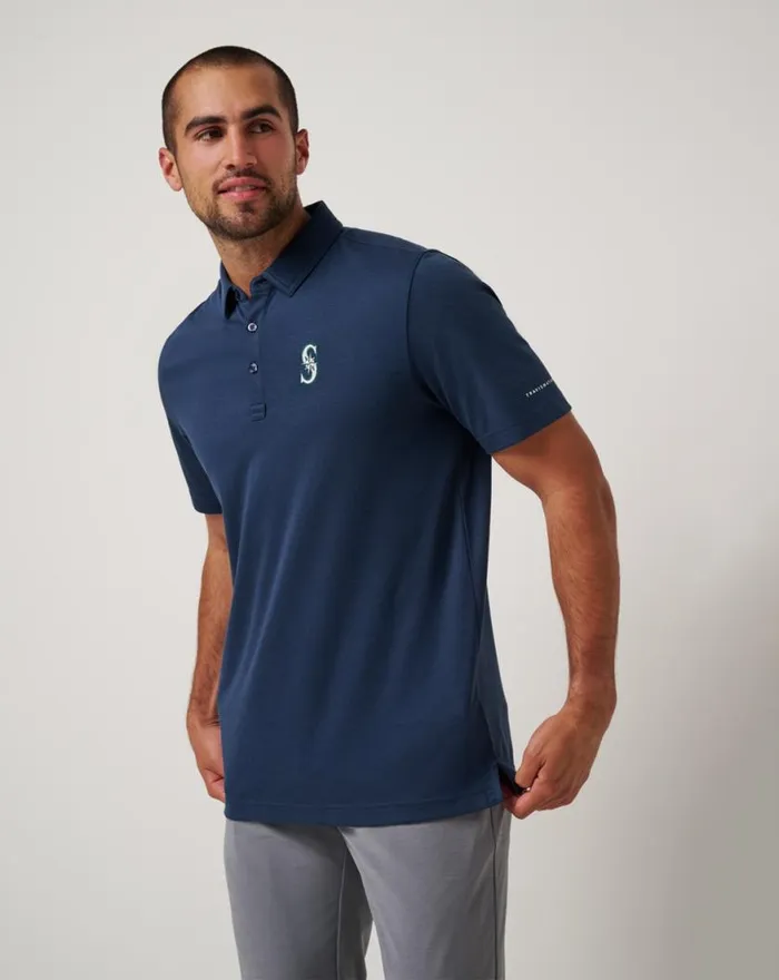 Men SEATTLE MARINERS PLAYOFF PITCH POLO Navy TravisMathew Polos