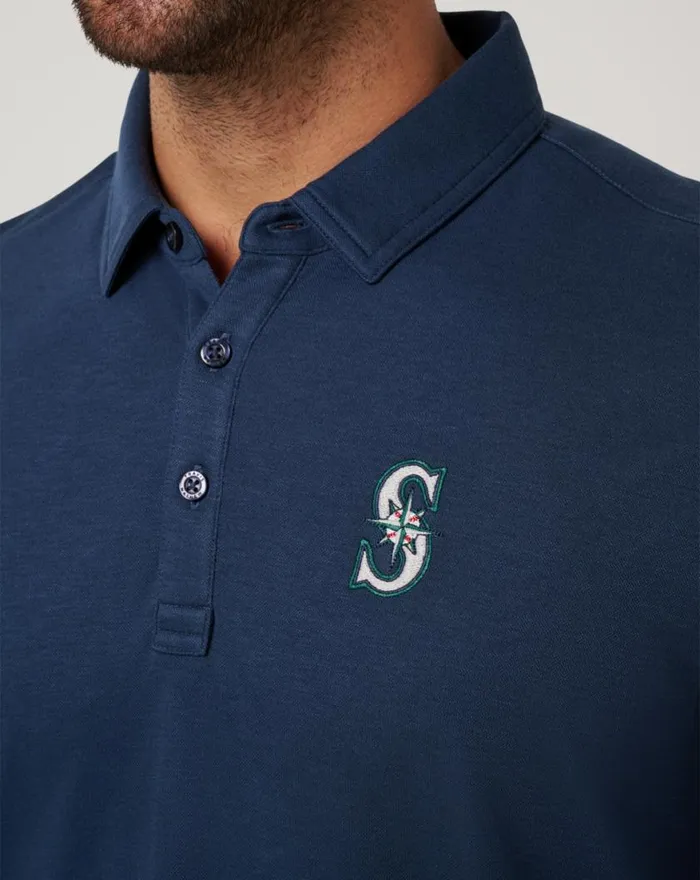 Men SEATTLE MARINERS PLAYOFF PITCH POLO Navy TravisMathew Polos