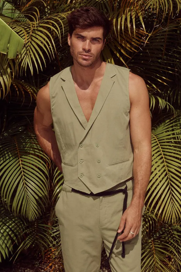 Men Sets Runaway The Label LORENZO VEST Khaki