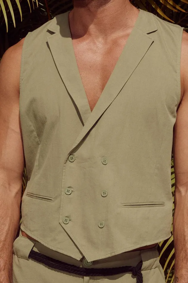 Men Sets Runaway The Label LORENZO VEST Khaki