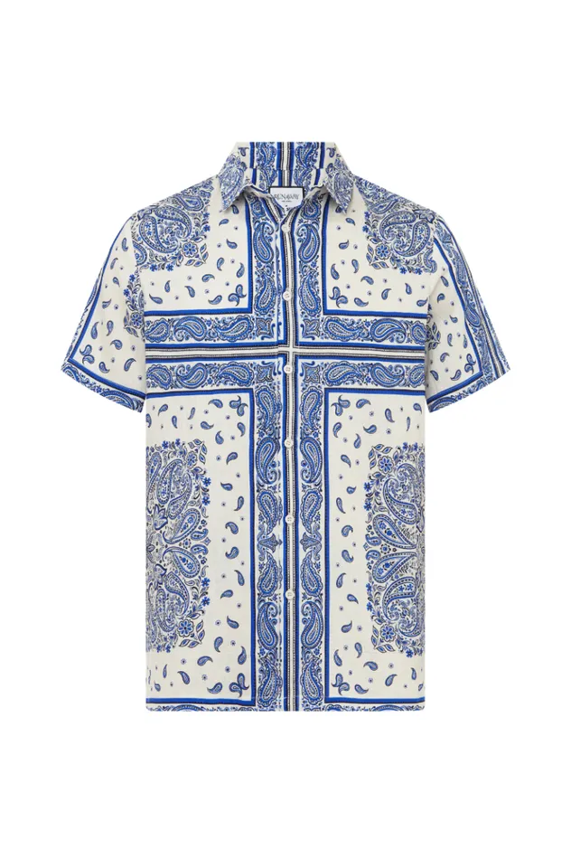 Men Shirts Runaway The Label BANDANA SHIRT Blue