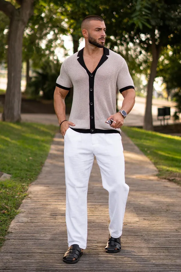 Men Shirts Runaway The Label CASPER KNIT SHIRT Grey Marble