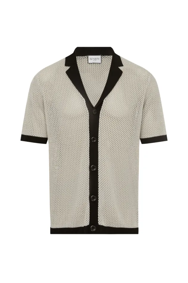 Men Shirts Runaway The Label CASPER KNIT SHIRT Grey Marble
