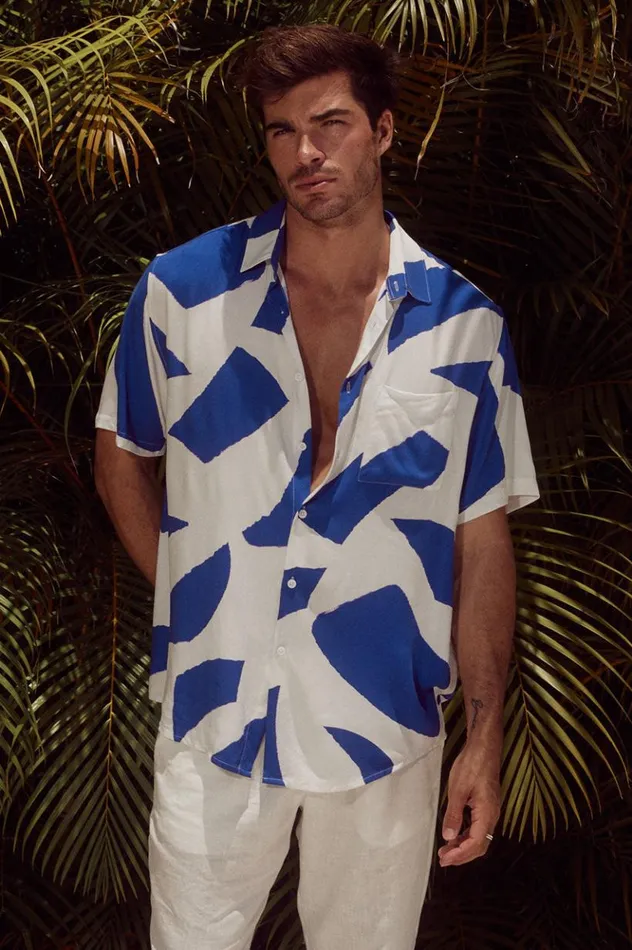 Men Shirts Runaway The Label LAZURE SHIRT Blue Stone