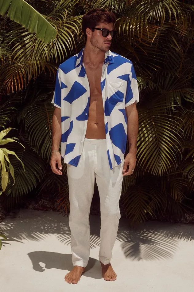 Men Shirts Runaway The Label LAZURE SHIRT Blue Stone