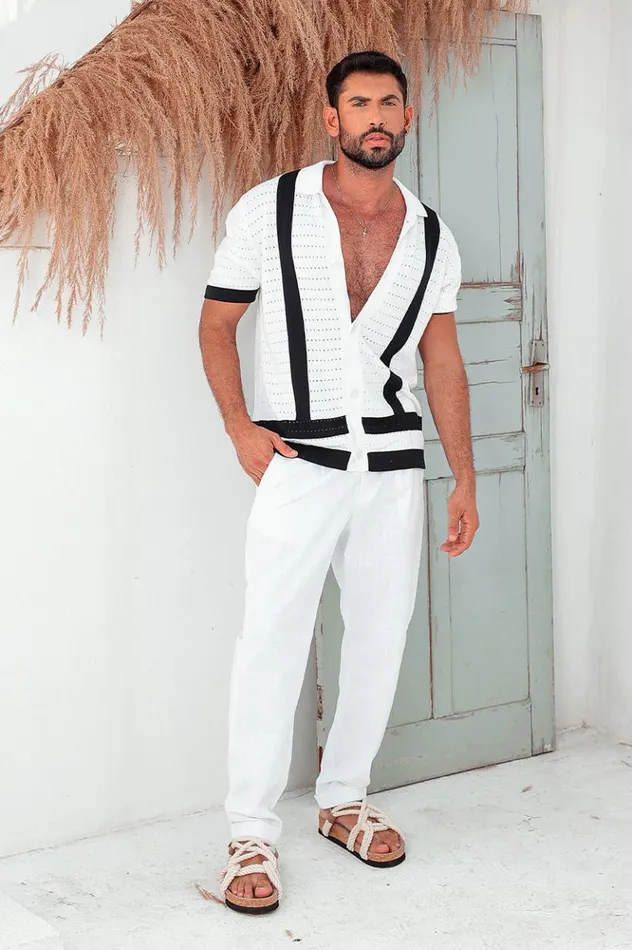 Men Shirts Runaway The Label REGGIE SHIRT Whitenavy