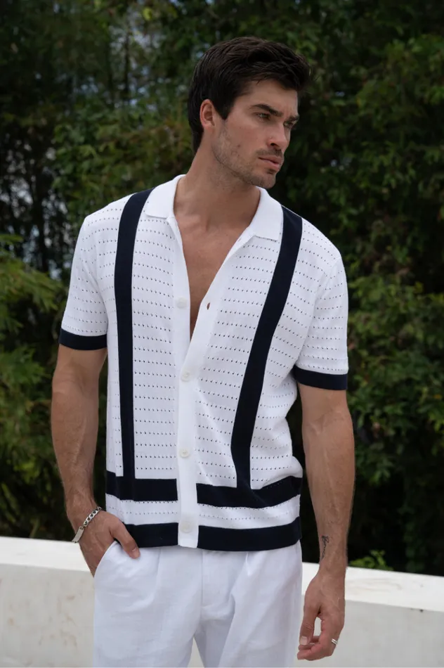 Men Shirts Runaway The Label REGGIE SHIRT Whitenavy