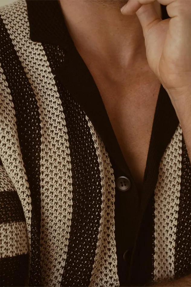 Men Shirts Runaway The Label THEO KNIT SHIRT Sandblack