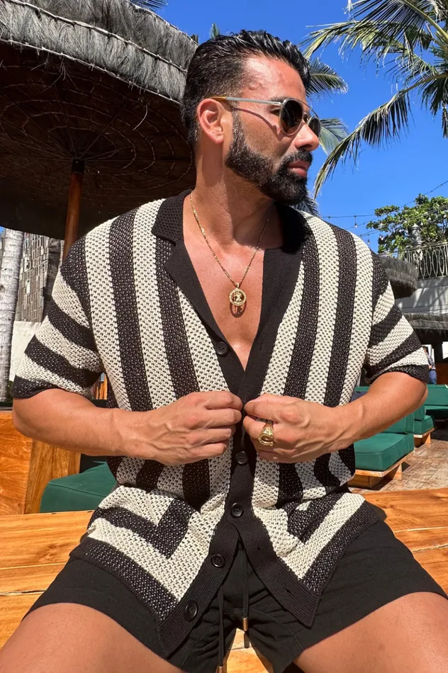 Men Shirts Runaway The Label THEO KNIT SHIRT Sandblack