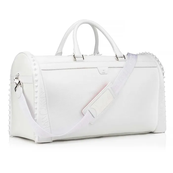 Men Sneakender Travel Bag 8211 Calf Leather And Rubber 8211 Bianco White Christian Louboutin Travel Bags