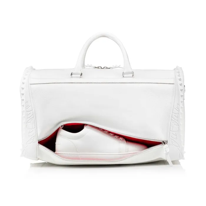 Men Sneakender Travel Bag 8211 Calf Leather And Rubber 8211 Bianco White Christian Louboutin Travel Bags