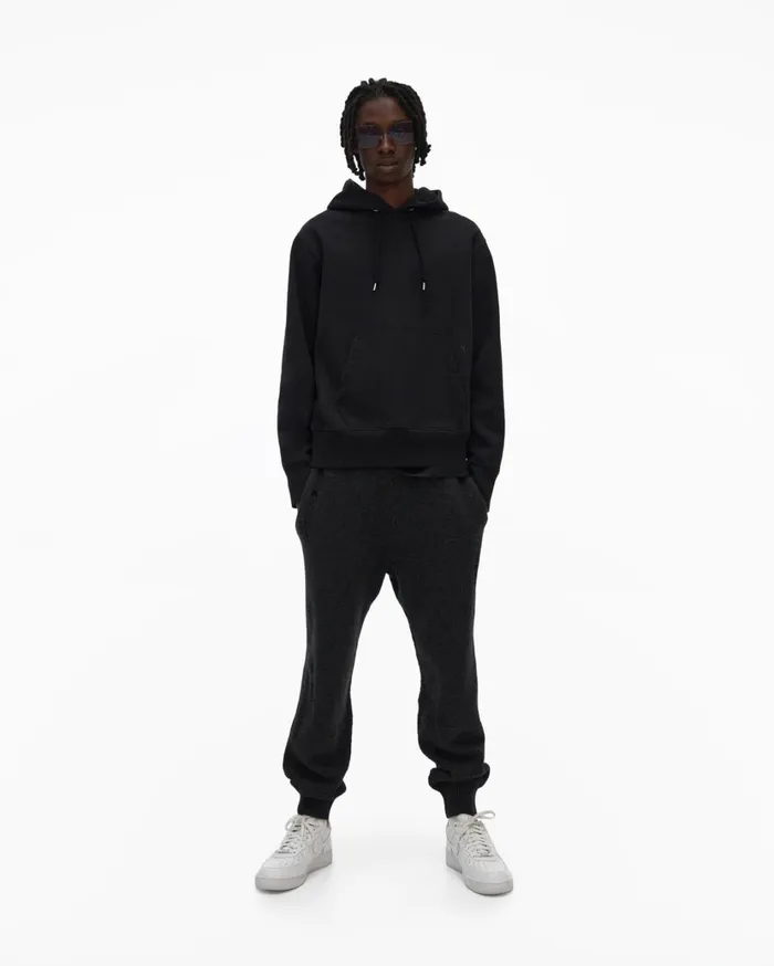 Men Strap Hoodie Basalt Black Helmut Lang Sweatshirts