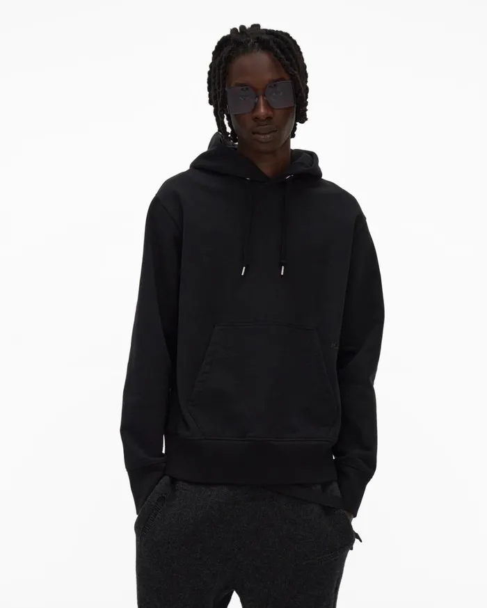 Men Strap Hoodie Basalt Black Helmut Lang Sweatshirts