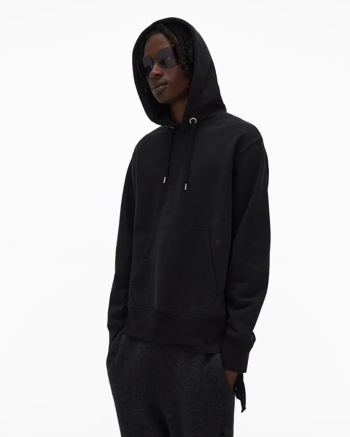 Men Strap Hoodie Basalt Black Helmut Lang Sweatshirts