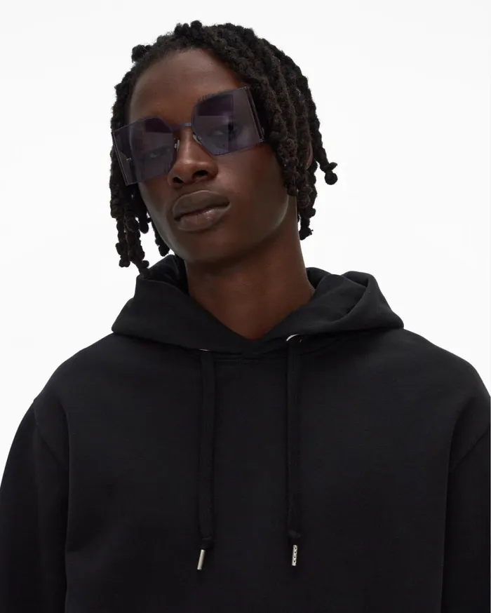 Men Strap Hoodie Basalt Black Helmut Lang Sweatshirts