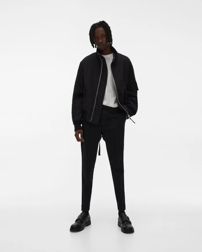 Men Strapped Bomber Jacket Basalt Black Helmut Lang Jackets