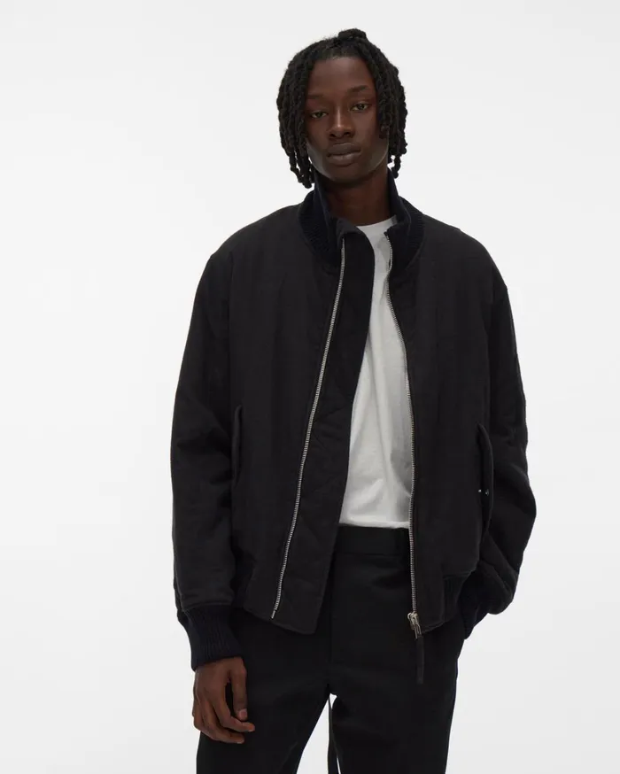 Men Strapped Bomber Jacket Basalt Black Helmut Lang Jackets