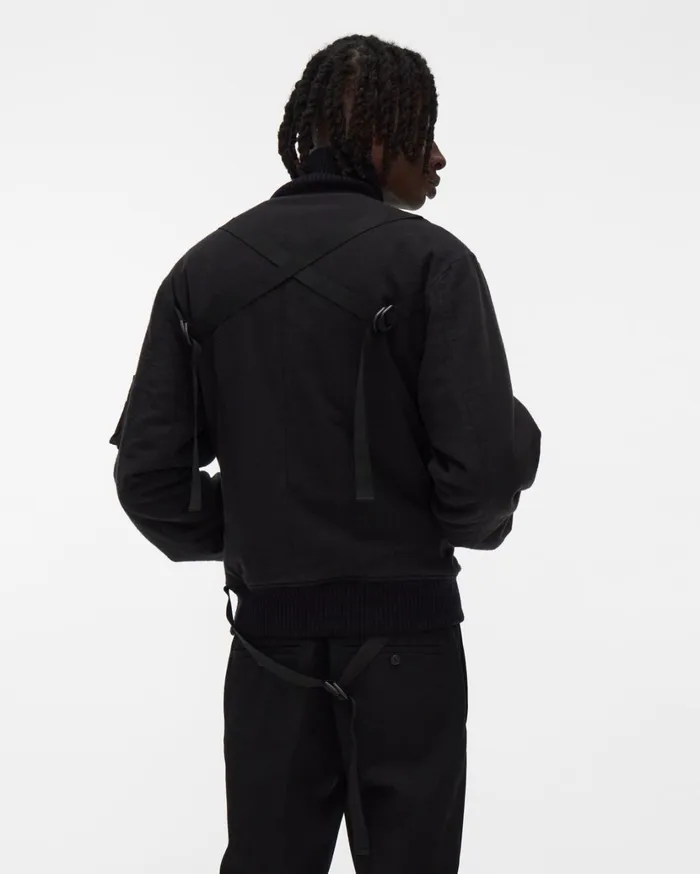 Men Strapped Bomber Jacket Basalt Black Helmut Lang Jackets