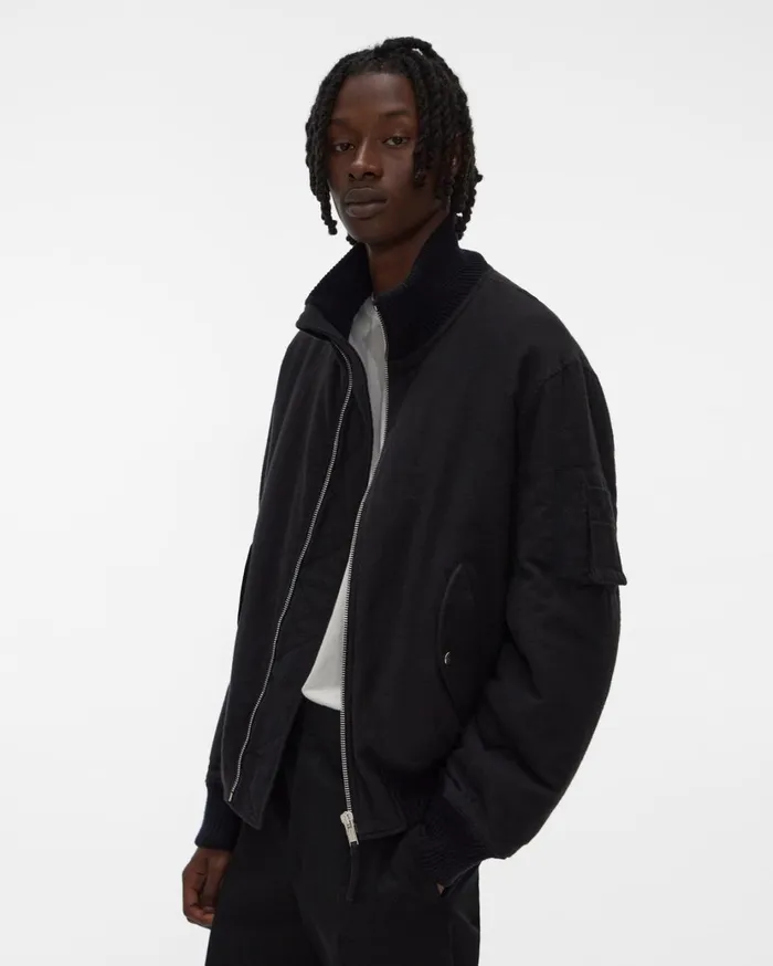 Men Strapped Bomber Jacket Basalt Black Helmut Lang Jackets