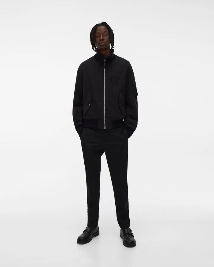 Men Strapped Bomber Jacket Basalt Black Helmut Lang Jackets
