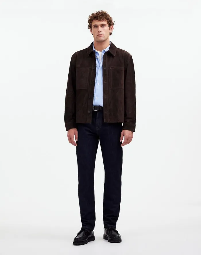 Men Suede Leather Boxy ShirtJacket Roasted Espresso Madewell Coats Jackets