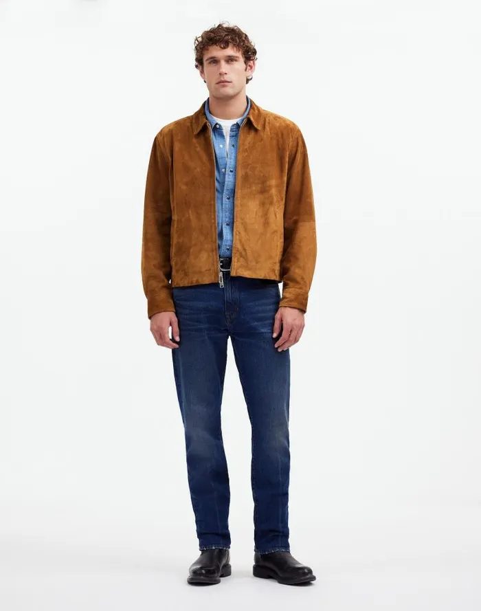 Men Suede ZipFront Jacket Dried Cedar Madewell Coats Jackets