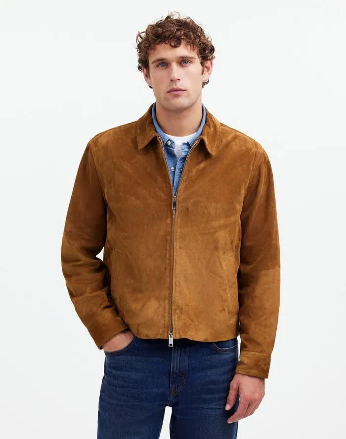 Men Suede ZipFront Jacket Dried Cedar Madewell Coats Jackets