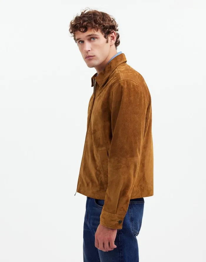 Men Suede ZipFront Jacket Dried Cedar Madewell Coats Jackets