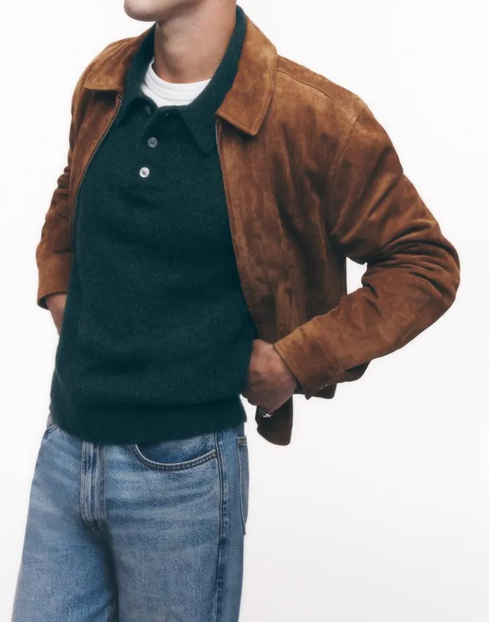 Men Suede ZipFront Jacket Dried Cedar Madewell Coats Jackets
