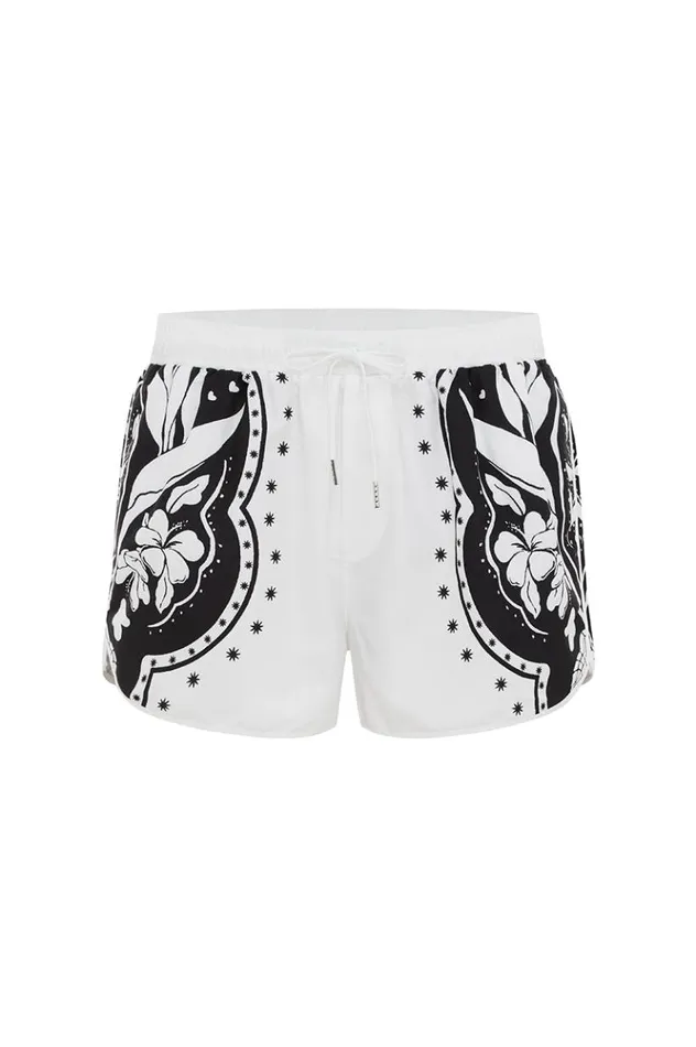 Men Swim Runaway The Label MILO BOARDSHORT Whiteblack