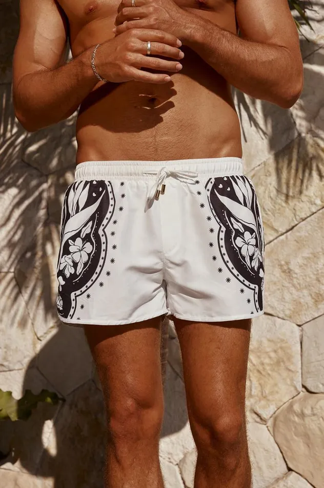 Men Swim Runaway The Label MILO BOARDSHORT Whiteblack