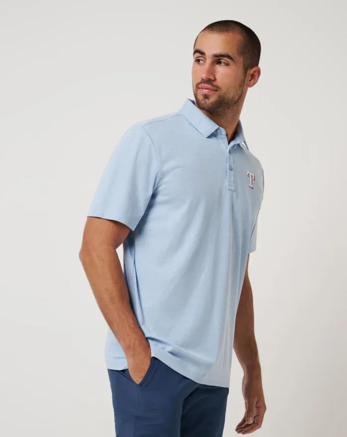 Men TEXAS RANGERS PLAYOFF PITCH POLO Heather Blue TravisMathew Polos