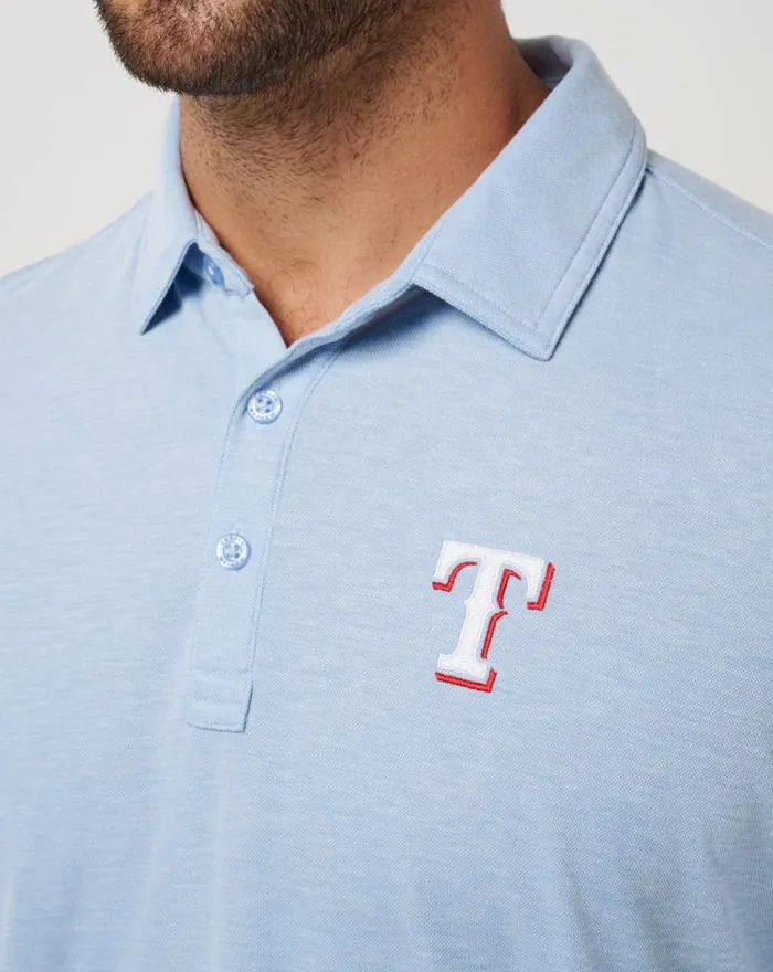 Men TEXAS RANGERS PLAYOFF PITCH POLO Heather Blue TravisMathew Polos