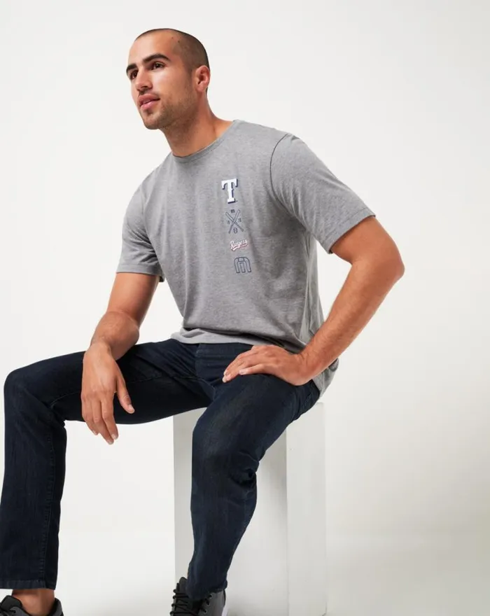 Men TEXAS RANGERS SUNSET SLAM TEE Heather Grey TravisMathew Tees