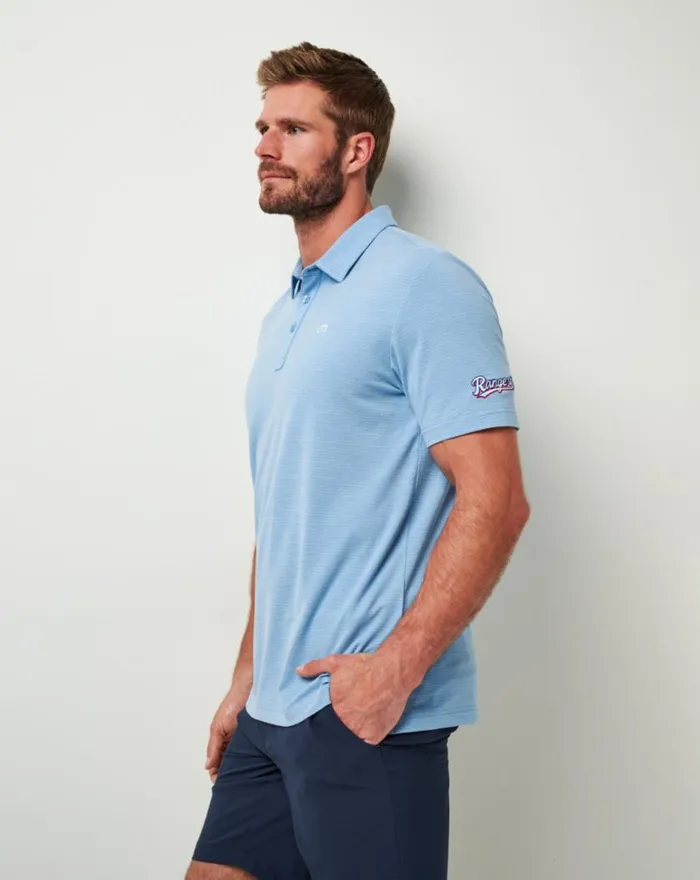 Men TEXAS RANGERS THE HEATER POLO Heather Heritage Blue TravisMathew Polos