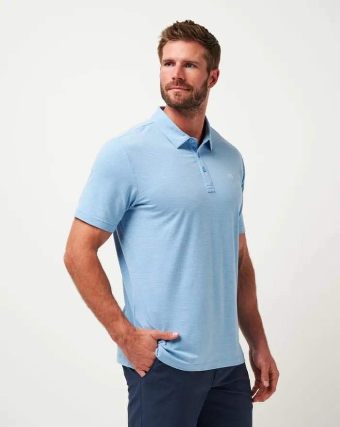 Men TEXAS RANGERS THE HEATER POLO Heather Heritage Blue TravisMathew Polos