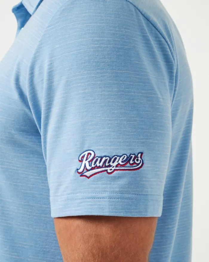 Men TEXAS RANGERS THE HEATER POLO Heather Heritage Blue TravisMathew Polos