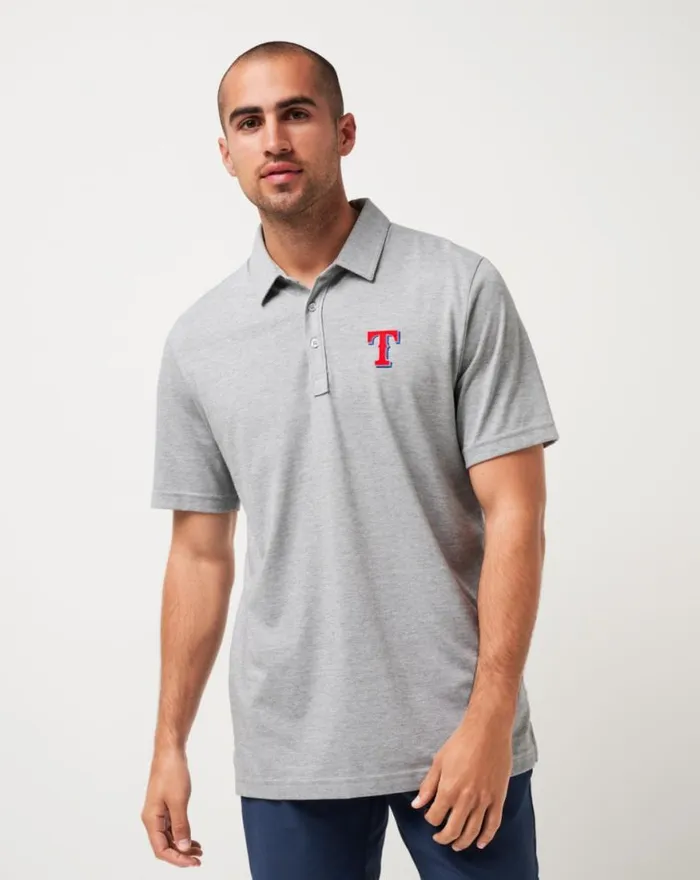Men TEXAS RANGERS THE ZINNA POLO Heather Grey TravisMathew Polos