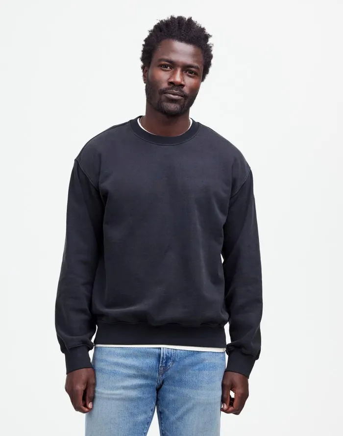 Men The McCarren Midweight Crewneck Sweatshirt True Black Madewell Hoodies and Sweatshirts Men The McCarren Midweight Crewneck Sweatshirt True Black Madewell Hoodies and Sweatshirts