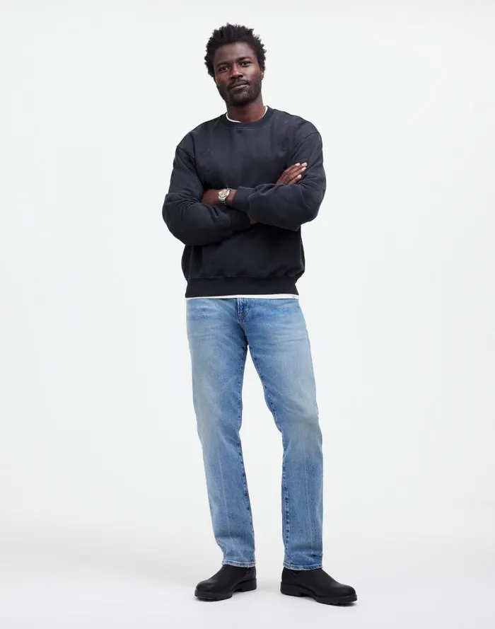 Men The McCarren Midweight Crewneck Sweatshirt True Black Madewell Hoodies and Sweatshirts