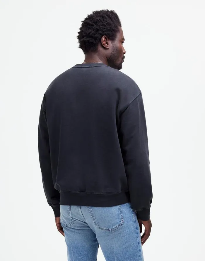 Men The McCarren Midweight Crewneck Sweatshirt True Black Madewell Hoodies and Sweatshirts