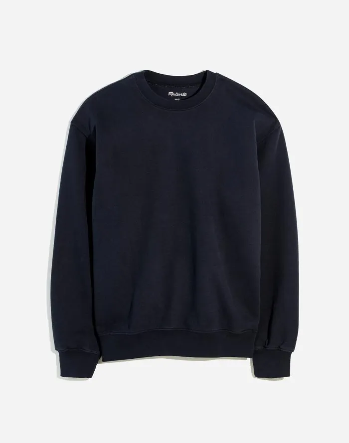 Men The McCarren Midweight Crewneck Sweatshirt True Black Madewell Hoodies and Sweatshirts