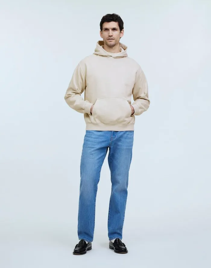 Men The McCarren Midweight Hoodie Sweatshirt Bleached Canvas Madewell Hoodies and Sweatshirts
