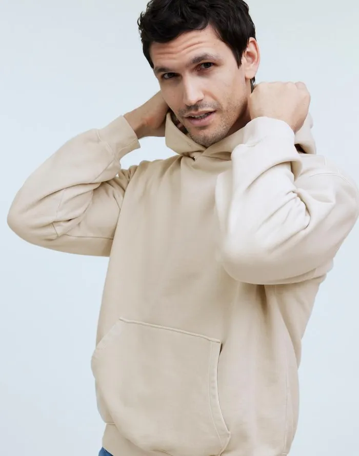 Men The McCarren Midweight Hoodie Sweatshirt Bleached Canvas Madewell Hoodies and Sweatshirts
